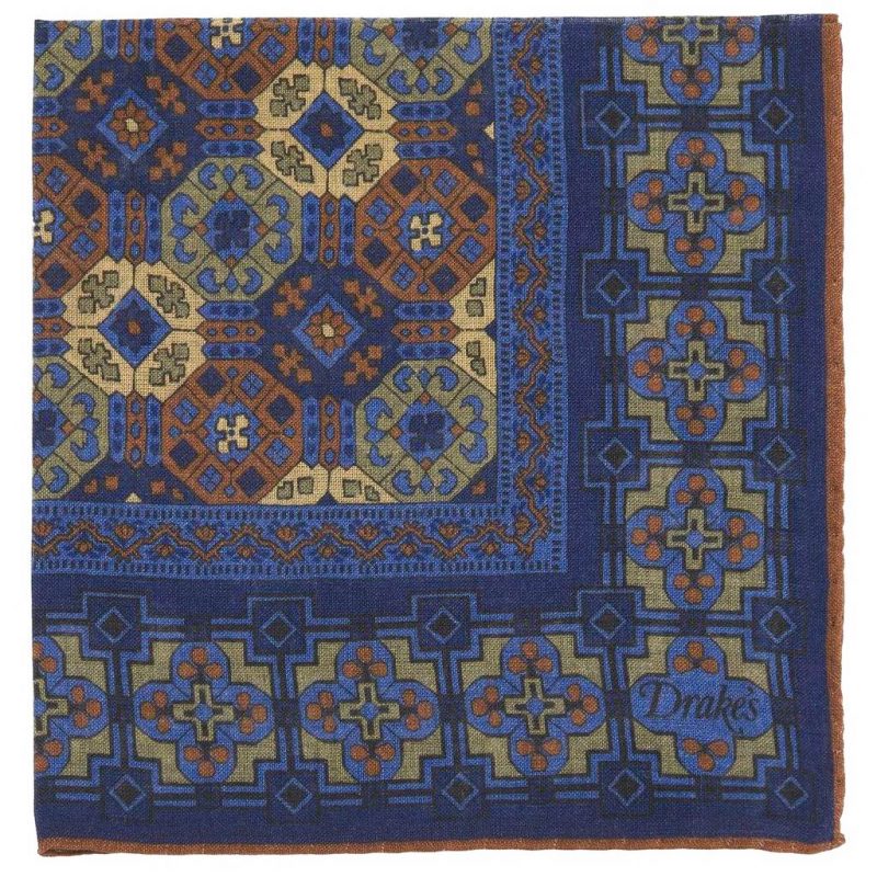 Poszetka Drake’s Blue Tapestry Print